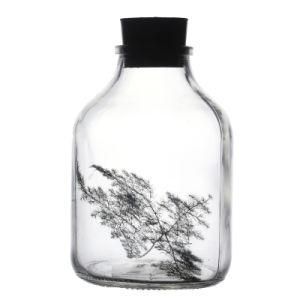 Large Capacity Empty Clear Round Practical Environmental Protection Glass Beverage Bottle 350ml