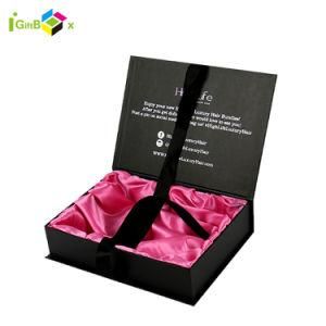 High Grade Sliding Apparel Pack Box Wig Packaging Boxes Custom Logo with Satin Insert
