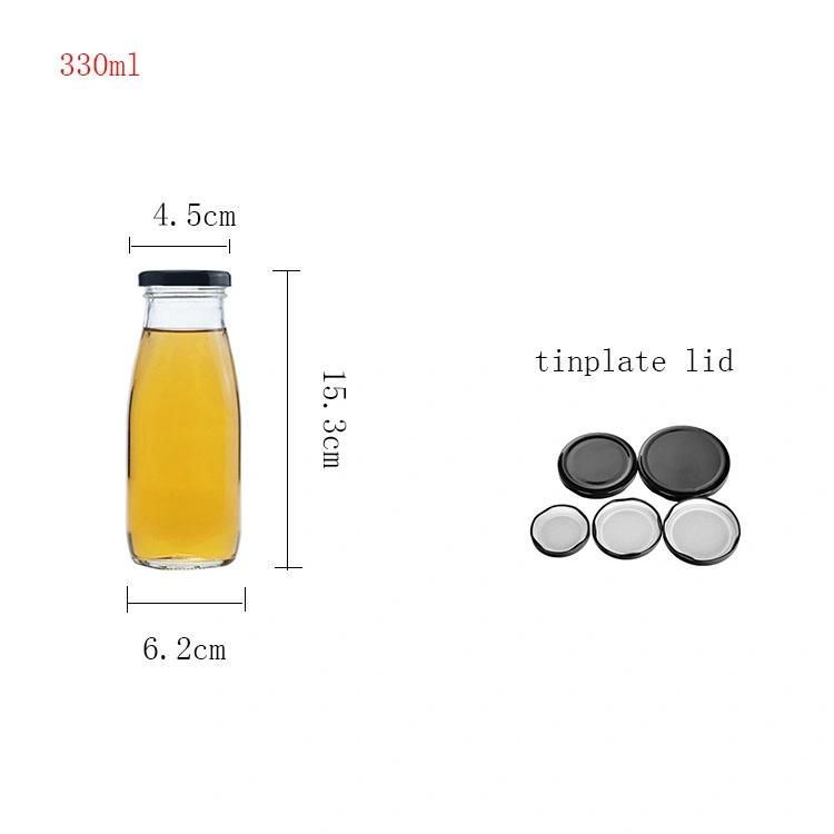 300ml Glass Milk Bottles Juice Beverage Fruit Milk Glass Bottles with Screw Cap