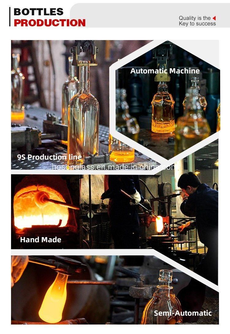 Hoson Wholesale Super Flint Glass Silk Screen Printing 1000ml Vodka and Whisky Bottle