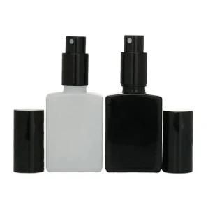 Luxury Custom Made White Black Square Atomizer Pump Spray Rectangular Glass Perfume Bottle