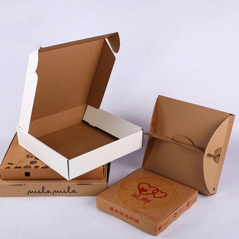 14" Kraft Paper Corrugated Pizza Boxes Take out Containers