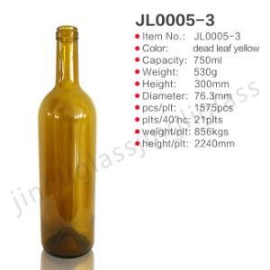 Hot Sale Dead Leaf Yellow Color 750ml Wine Bottle