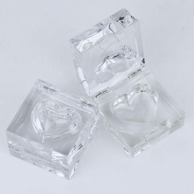 Empty Single Heart Shape Clear Square Eyeshadow Case Custom Packaging Transparent One Color Plastic Eyeshadow Compact
