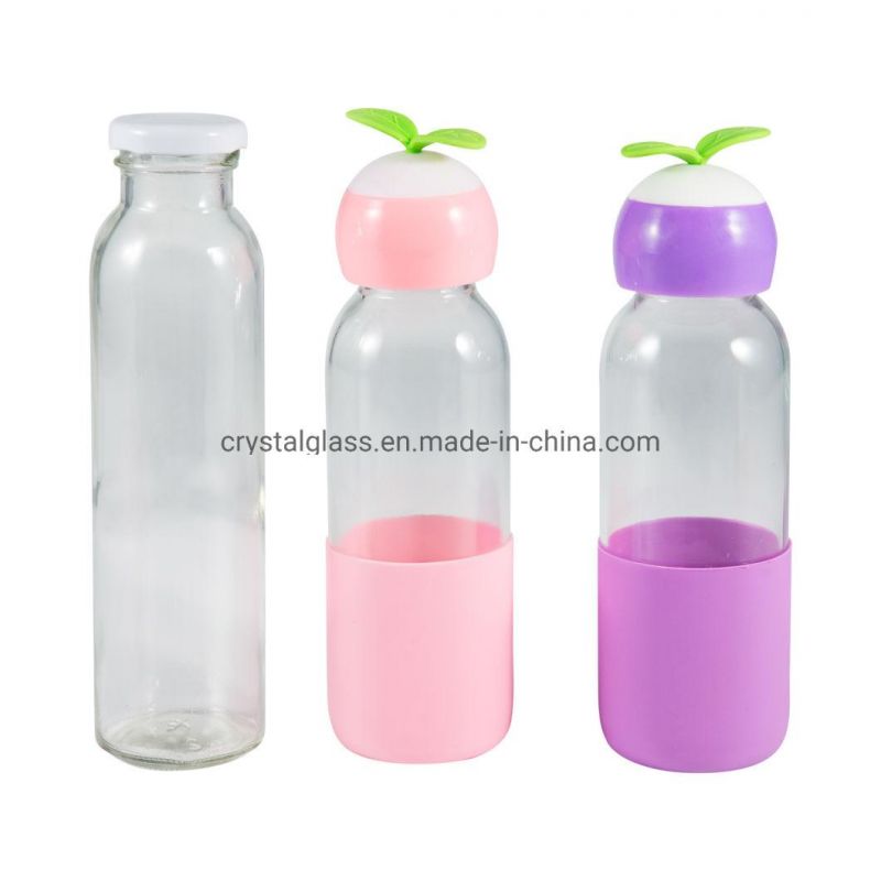 16oz Glass Milk Tea Water Juice Drinking Bottle with Plastic Cap