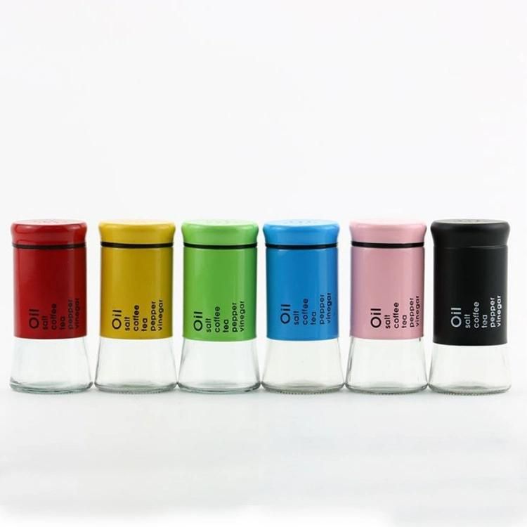 Spice Jar Salt Pepper Glass Bottles with Metal Cover