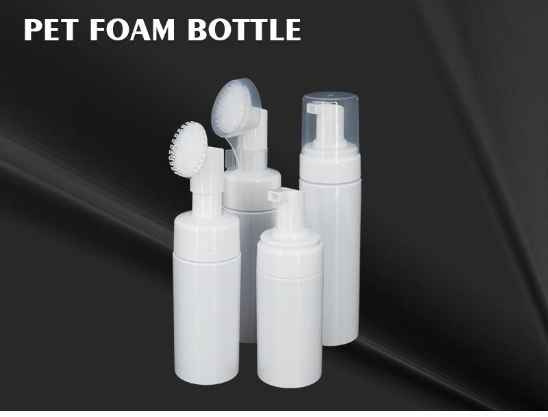 Pure White Color 200ml Pet Foaming Spray Bottles with Soft Brush