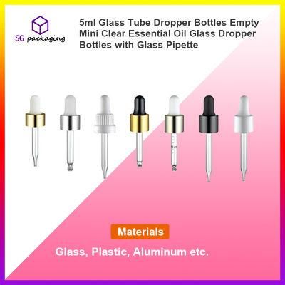 5ml Glass Tube Dropper Bottles Empty Mini Clear Essential Oil Glass Dropper Bottles with Glass Pipette