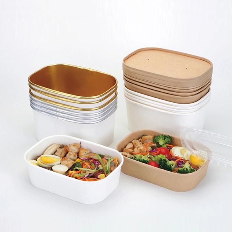 Kraft Paper Meal Box Oval Rectangle Thickened Microwavable Disposable Square Meal Box Takeaway Box Paper Bowl
