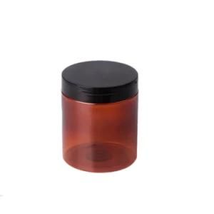 Cosmetic Container Amber Plastic Skincare Cream Jar with Black Cap