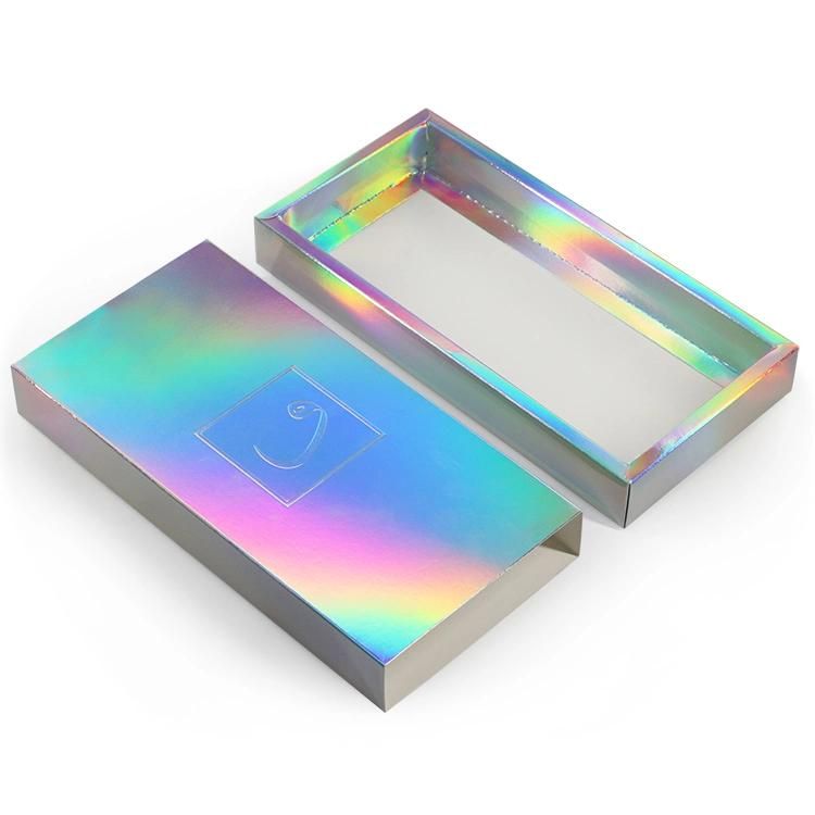 Custom Factory Clamshell Holographic Cosmetic Mobile Electronics Corregated Hard Cardboard Foldable Container Packing