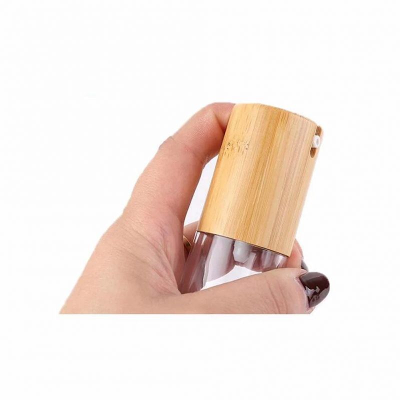 15ml 30ml 50ml Cosmetic Packaging Face Lotion Serum Airless Pump Bottle with Bamboo Cap