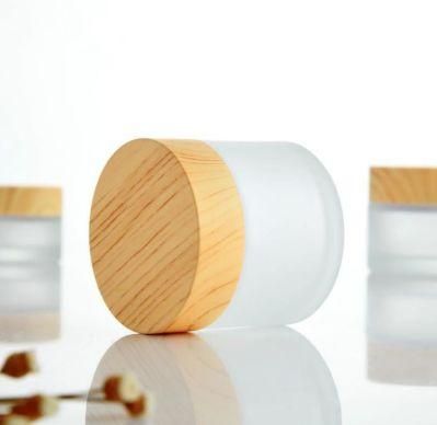 Frosted Glass Cream Jar 120g 200g Facial Mask Jar with Bamboo Lids