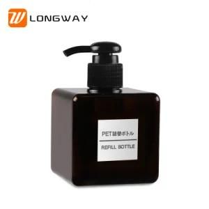 250ml Plastic Square Amber Lotion Bottle