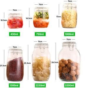 Wholesale Food-Grade 450ml-3200ml Airtight Storage Glass Jar