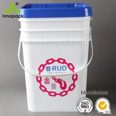 Printed Clear Plastic Paint Bucket 5 Gallon with Good Sealing Lid with Handle