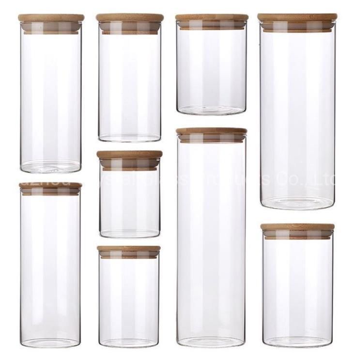 1000ml Borosilicate Kitchenware Glass Storage Jar with Wooden Lid