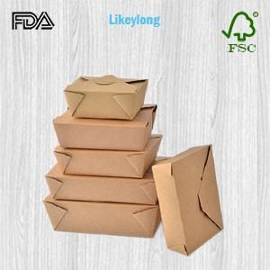 Custom Logo Printed Disposable Kraft Paper Lunch Packaging Box