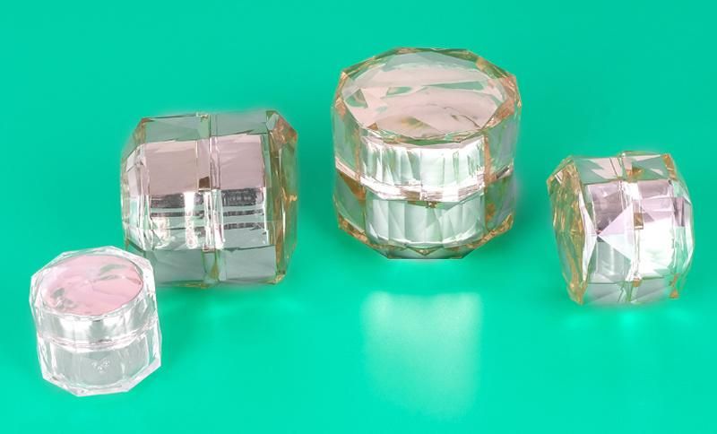 Wholesale 5g 10g 15g 30g 50g Empty Plastic Diamond Shape Double Wall Shiny Luxury Cosmetic Plastic Jar Skin Care Jar for Cosmetic Packaging