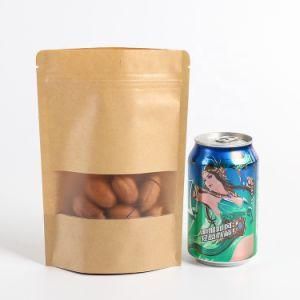 Customized Stand up Kraft Paper Ziplock Bag with Clear Window for Food Packaging