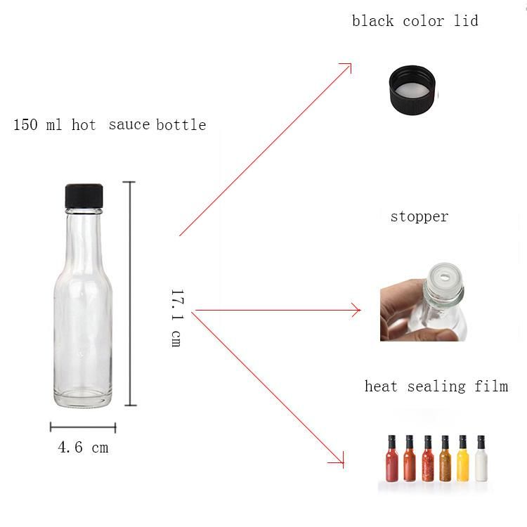 Stocked 5oz Round Clear 150ml Woozy Chili Sauce Vinegar Glass Bottles with Plastic Screw Cap