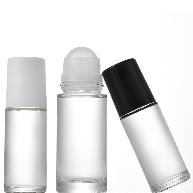 30ml 50ml Refilled Roll on Glass Perfume Bottle with Plastic Ball and Black Cap