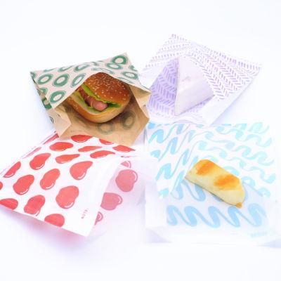 High and Low Mouth Disposable Greaseproof Paper Bag Bread Sandwich Burger Paper Pouch Food Wrap Paper Bag