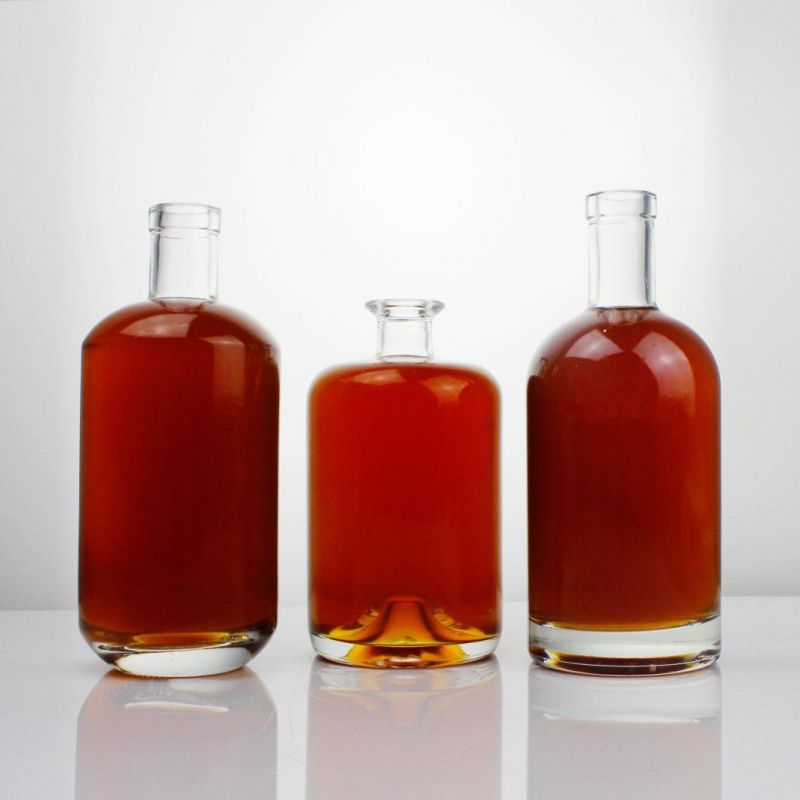 Brandy Xo Glass Bottle for Liquor Clear Flat Shape 1000ml Glass Square Bottle Custom Alcohol Glass Bottle
