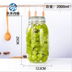 2000ml Clamp Clip Glass Jar Wholesale Food Storage Glass Bottle for Sale