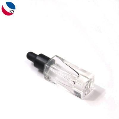 5ml Mini Square Clear Glass Bottle with Black Dropper Cosmetic Packaging