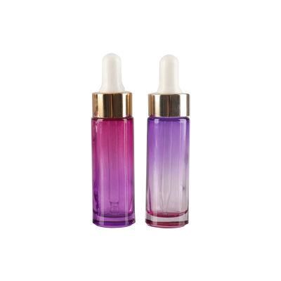 Hexagon Purple Pink Empty Frosted Clear Facial Serum Luxury Bottle Custom 30ml Glass Bottles for Face Oil