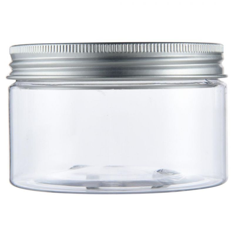 Clear Pots Cosmetic Body Scrub Container Empty Pet Plastic Jars with Aluminum Lids