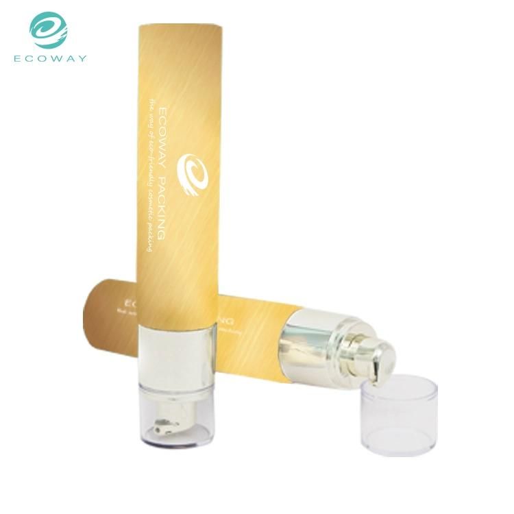 PE 50ml Airless Pump Tube Cleanser Tube Soft Round Yellow Cosmetic Tube