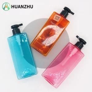 500ml Pet Candy Color Plastic Cosmetic Square Shampoo Bottle with Pump