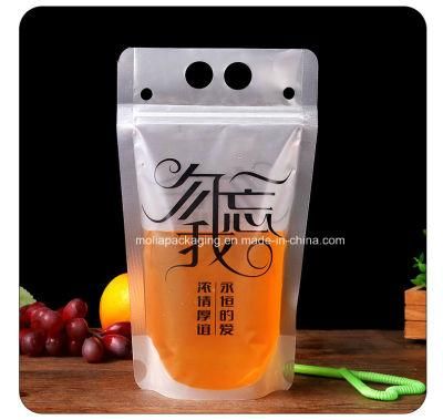 Drink Pouches Juice Bags Disposable Freezable Clear Stand up Liquid Smoothies Zipper Plastic Drink Pouch