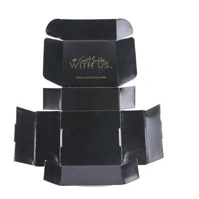 Custom Luxury Black Logo Hot Foil Stamping Corrugated Paper Box