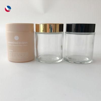 100ml 120ml Clear Glass Face Cleanser Container Gold Cap Cream Glass Jar Cosmetics Packaging