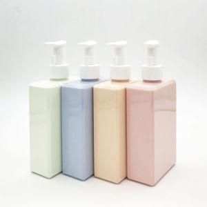 9oz PETG Plastic Flat Square Shampoo Bottle and Shower Gel Bottle with Pump
