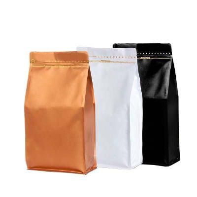 Hot Sale Coffee Pack 250g 500g 1kg Aluminum Foil Matt Zipper Plastic Flat Bottom Packaging Coffee Bag with Valve