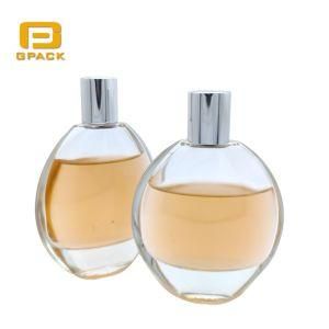 Super Clear Transparent Glass Perfume Bottles with Aluminum Cap Oval Shape Beautiful Perfume Bottles for Sale Wholesale Water Fragrance Bottle