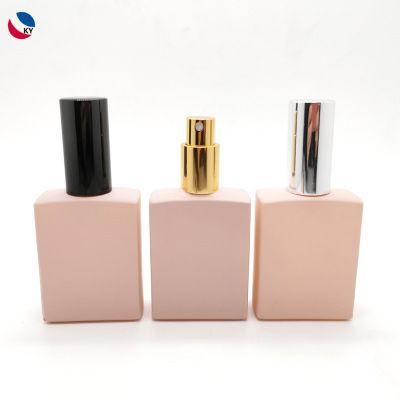 Free Samples Luxury 50ml Frosted Square Shape Glass Mist Spray Perfume Bottle with Silver Aluminum Cap