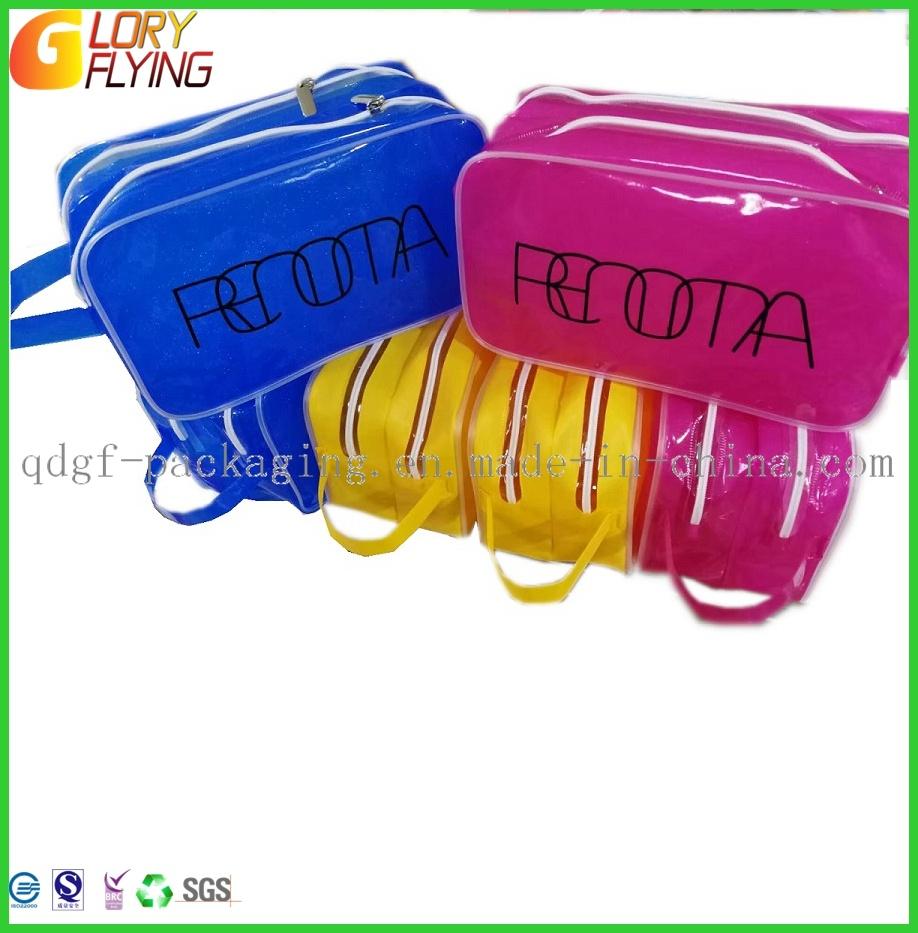 Cosmetic PVC Handbags with Nylon Zipper and Excellent Printing/Plastic Bag