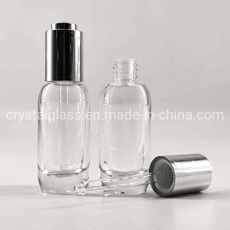 30ml Transparent Luxury Cosmetic Glass Dropper Bottle