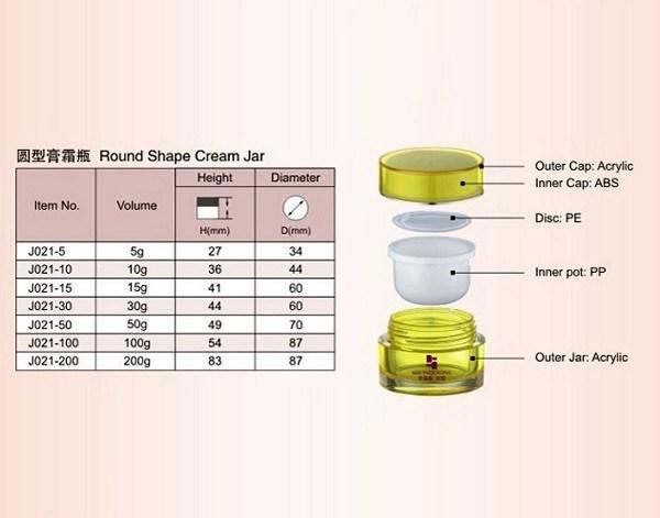 Wholesale 150g Acrylic Cream Jar for Cosmetic Packaging