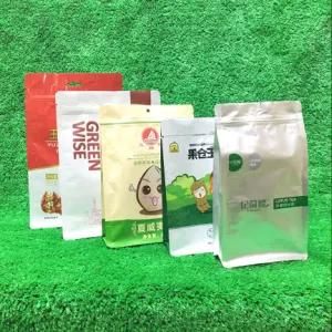 Accept Custom Plastic Bag / Zipper Bag with Eight Side Seal/ Flat Bottom Bags Snack Packaging Pouch