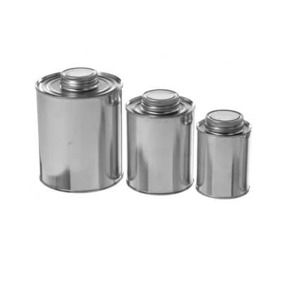 Screw Top Glue Packaging Tin Can Round with Brush Cap Lids