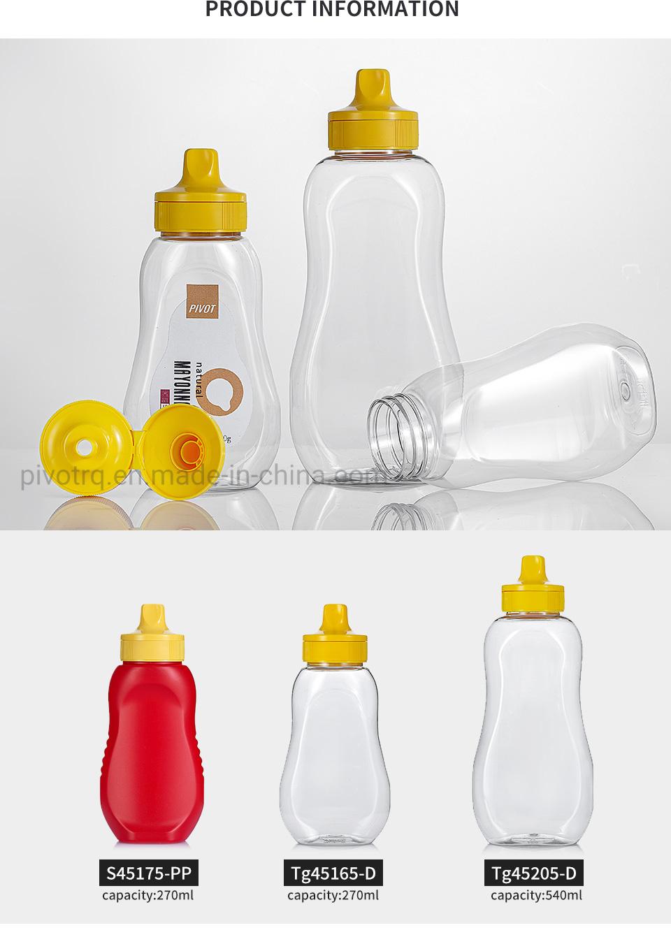 540ml Empty Clear Plastic Pet Soy Sauce Salad Squeeze Bottles for Tomato Ketchup Peanut Bottle