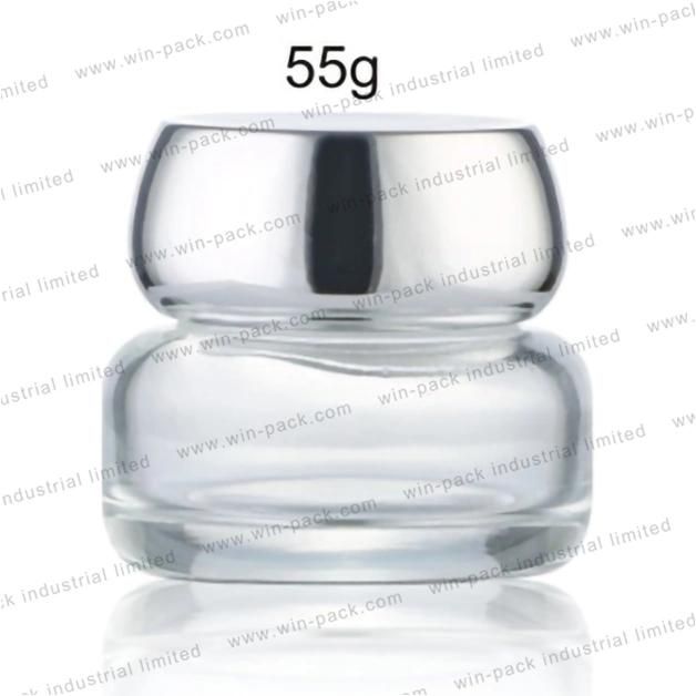 Winpack Luxury Empty Glass Facial Package Cream Jar 55gthick Bottom with Plastic Lid Cream Jar Glass