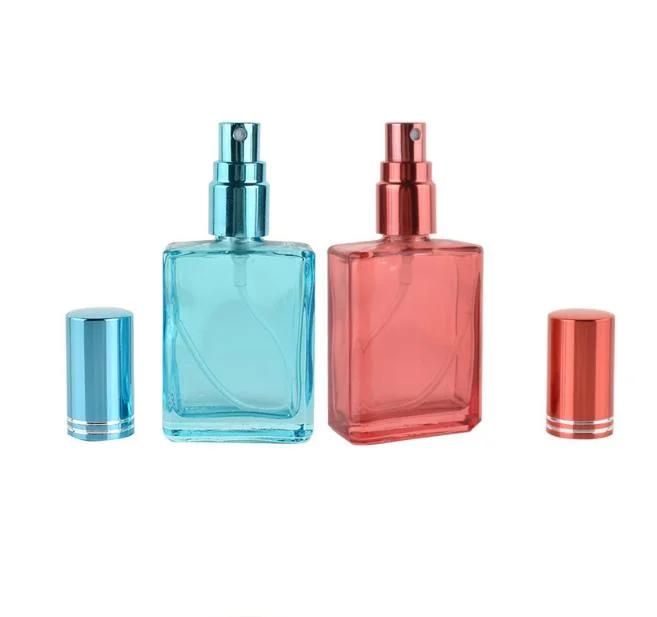 15ml Glass Bottle Colorful Perfume Refillable Bottle Glass Bottle Flat Square Liquid Spray Cosmetics Container