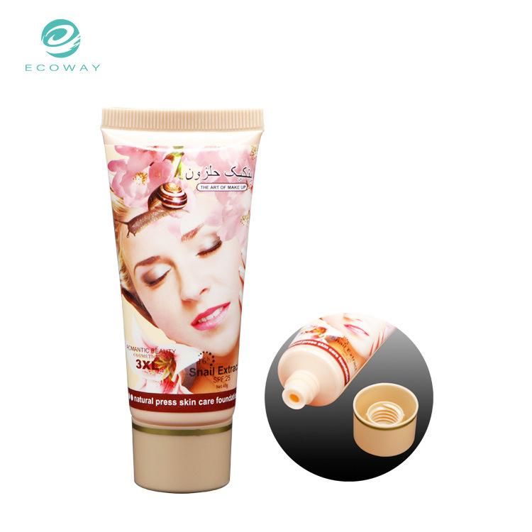 Makeup Series Yellow Offset Printing Plus Customized Label with a Ring of Bronzing Screw Cap Cosmetic Tube